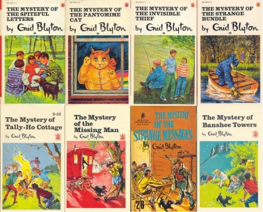 Paperbacks of "Spiteful Letters", "Pantomime Cat", "Invisible Thief", "Strange Bundle", "Tally-Ho Cottage", "Mystery Man", "Strange Messages" and Banshee Towers